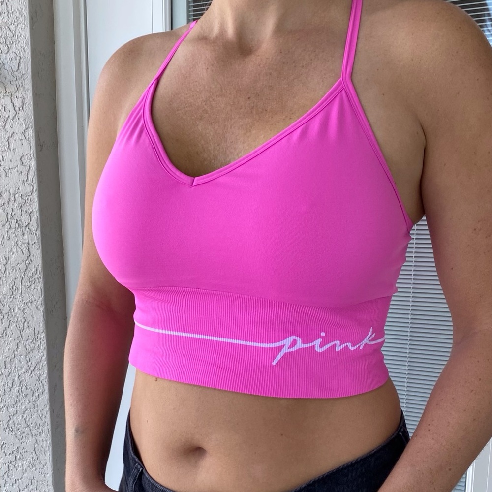 PINK Victoria’s Secret Seamless Longline Sports Bra XL - Pink Berry